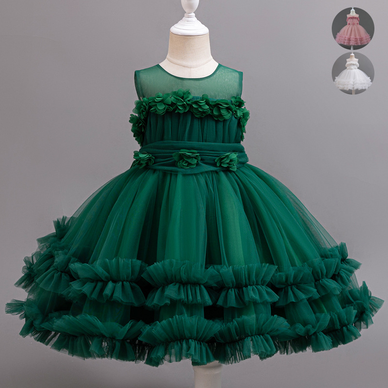 Cross-border children's dress gauze skirt European and American baby girl puffy princess dress flower girl birthday piano costume dress