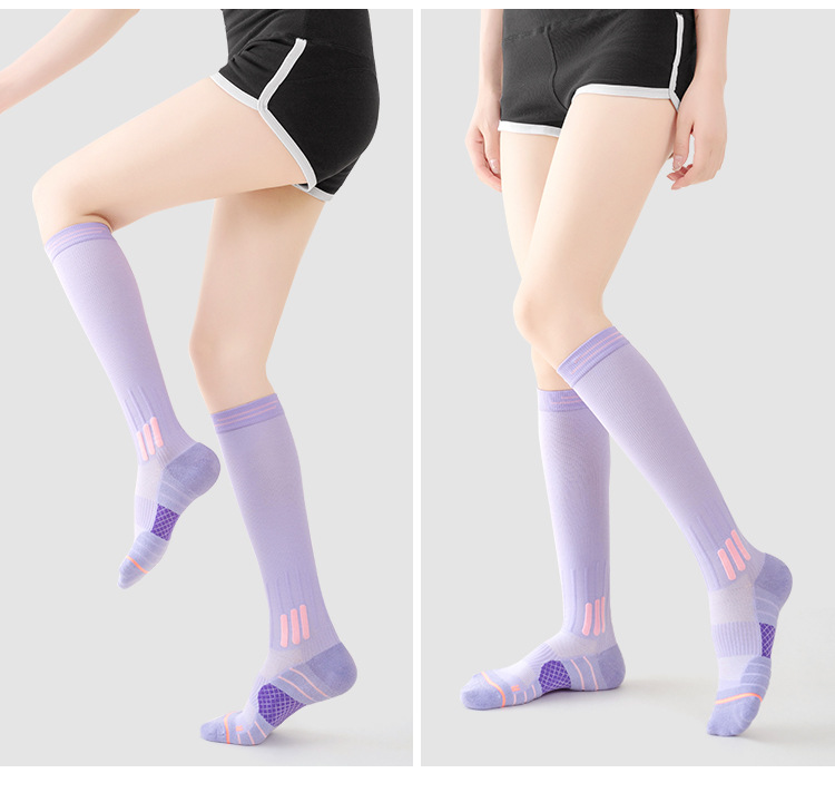 Women's Spring and Summer Long Tube Muscle Compression Socks Skipping Rope Jumping Outdoor Sports Socks Teenagers Running Yoga Pilates