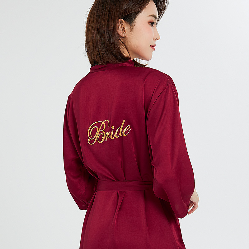 Picture of bride Gown morning Gown Lady nightgown wedding makeup bridesmaid group wedding kimono imitation silk satin bathrobe