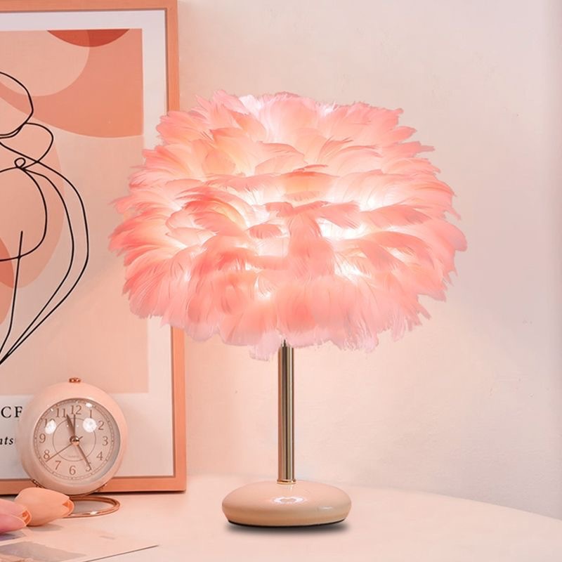 Light Luxury Ceramic Feather Table Lamp Girls' Bedroom Bedside Table Lamp High-end Eye Protection Decoration Studio Background Atmosphere Lamp