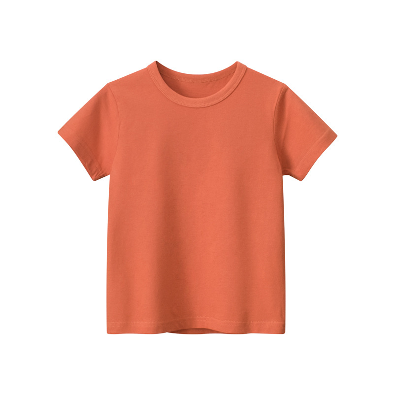 Picture of 27Kids Kidsren's Clothing Summer 2025 Kidsren's Short-Sleeved T-Shirt Advertising Shirt Korean Style Pure Color Unpatterned Kidsren's Clothing