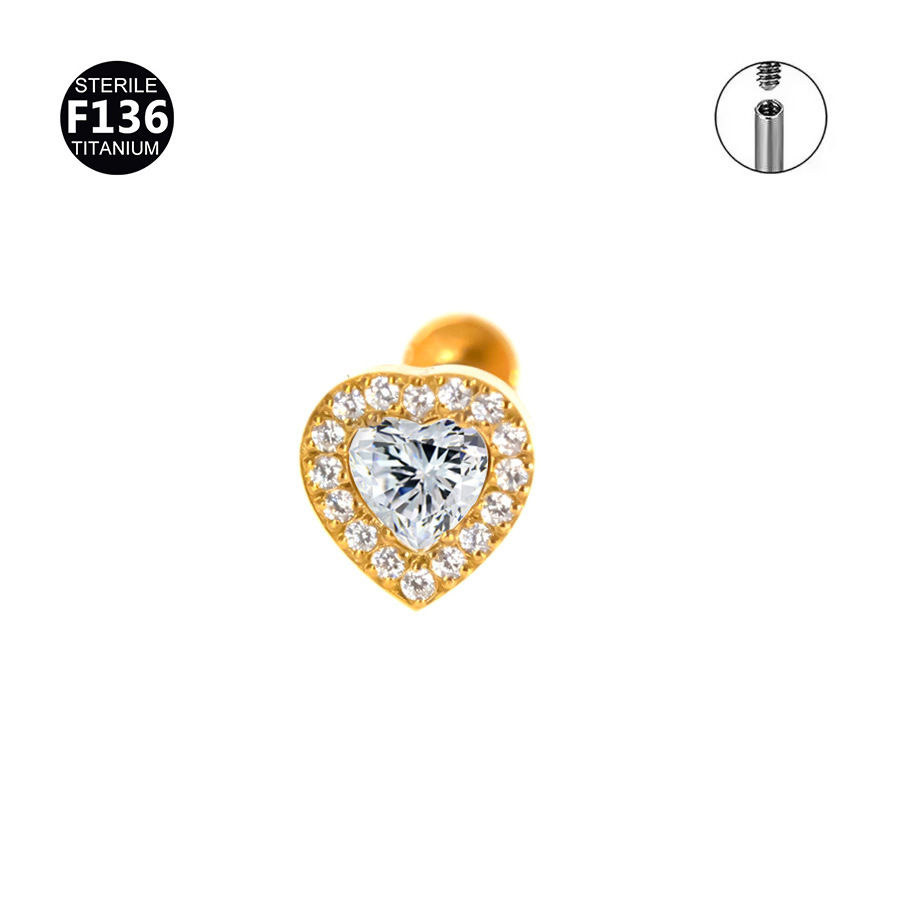 Picture of F136 Titanium Alloy Hollow Love Flower Batch Flower Peach Heart Lip Nail Ear Bone Nail Tragus Small Ear Bone Nail 0.9 Teeth