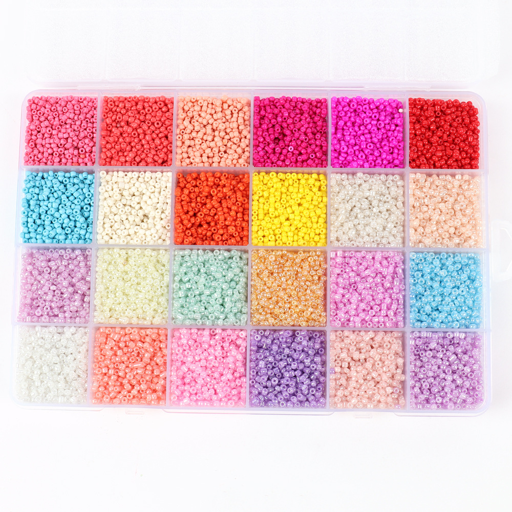Picture of Amazon New 48 Color Holed Glass Small Rice Beads suit DIY Necklace Jewelry Beaded Beaded Accessories