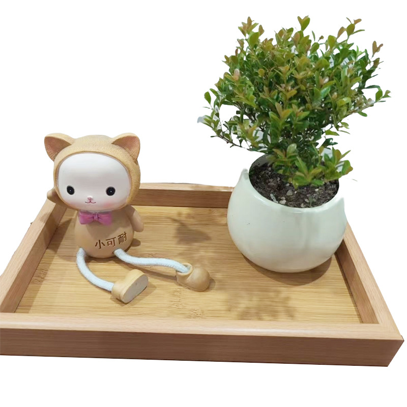 Picture of Wooden Tray Leather High-End Vintage Tea Tray Walnut Jewelry Rectangular Light Luxury Storage Tea Tray Solid Wood
