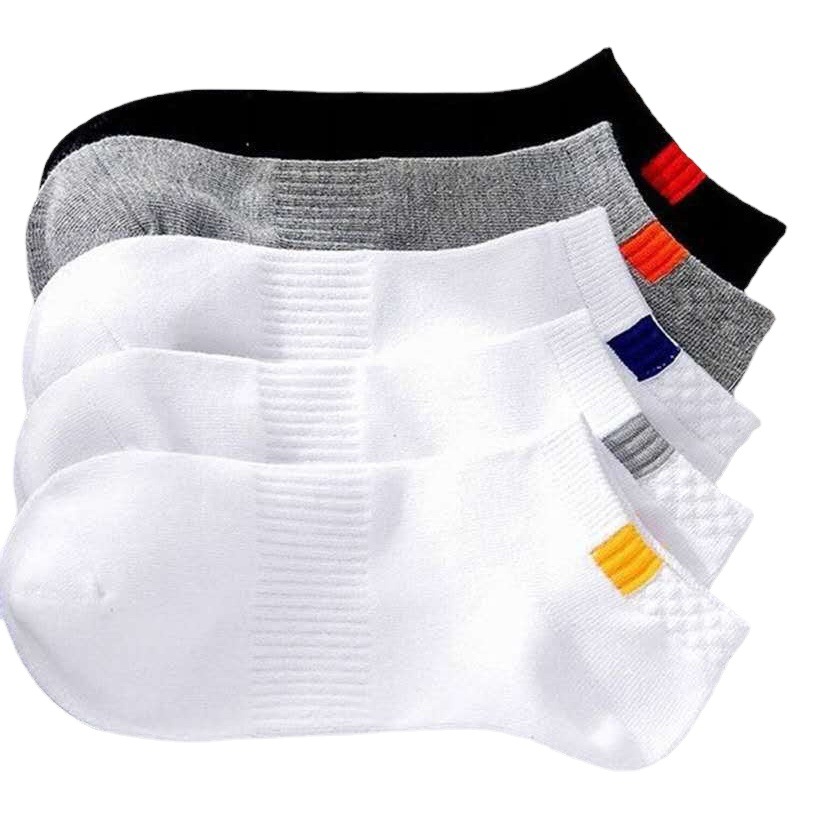 Socks Men's Short Socks Spring and Summer Thin Odor-proof Middle Tube Sweat Absorbing Low-top Shallow Mouth Cotton Socks Breathable Boat Socks ins Fashionable Socks