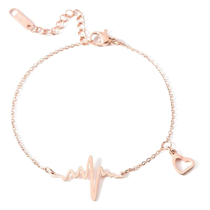 Ins European and American Personalized Electrocardiogram Heart Titanium Steel Anklet Does Not Fade Girls Fashion Elegant Student Foot Accessories Whitening