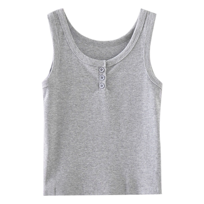 Summer new small Vest Women's inner button thin slim slim base solid color Korean sleeveless top wholesale