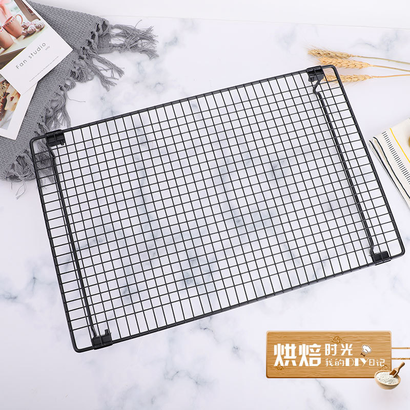 Picture of Baking Tools with Folding Leg Cake Inverted Cold Rack Bread Moon Cake Cooling Rack Non-stick Black Barbecue Net