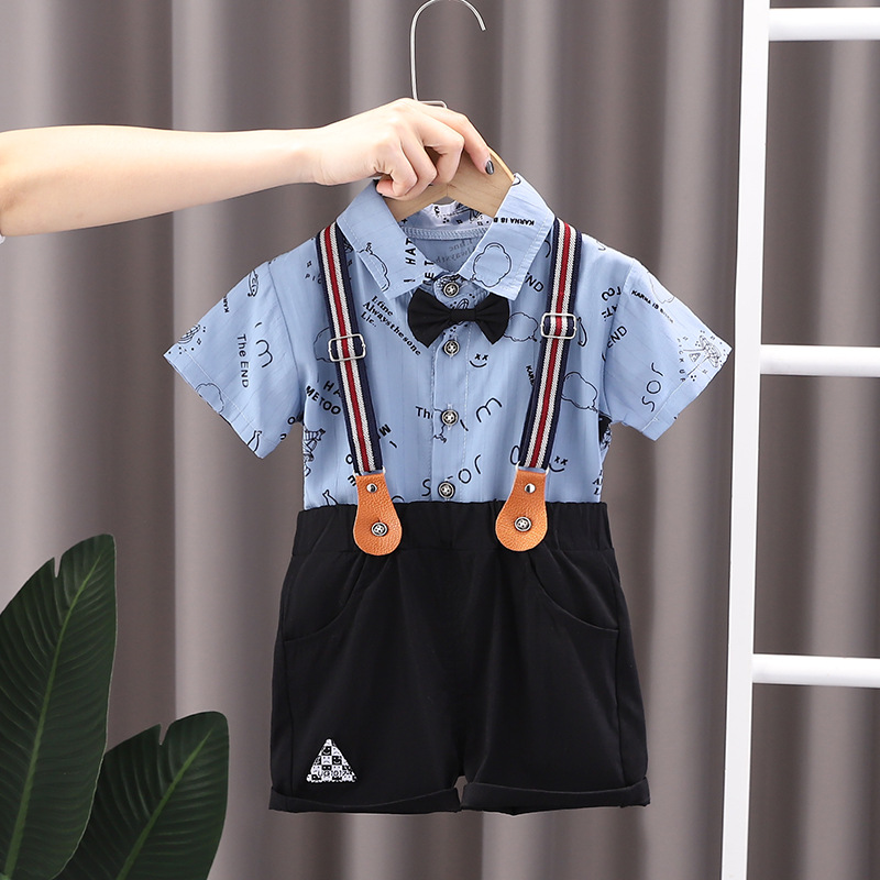 Picture of Cross-border Children's Wear Summer Wear Boy's suit Baby Summer Full Print Astronaut Shirt Overalls Two-piece Set