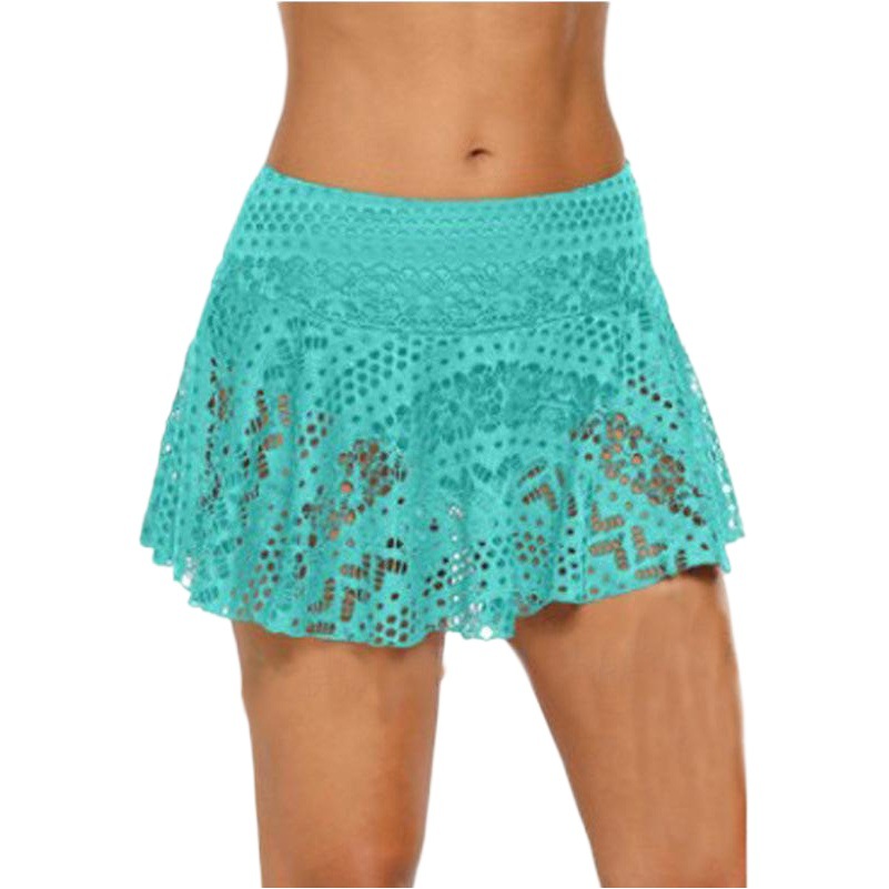 Europe and the United States new plus size beach skirt manufacturers wholesale solid color breathable anti-running lace triangle swimming trunks