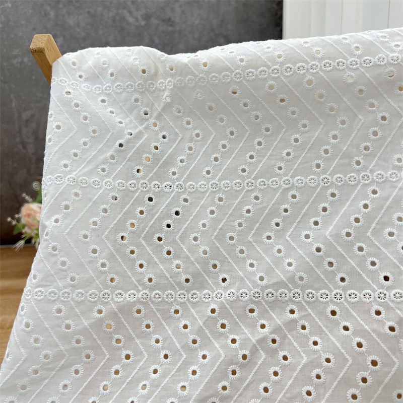 New cotton thread embroidery cut-out lace embroidery fabric clothing dress full of cotton lace perforated fabric
