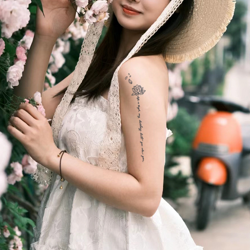 Picture of Advanced Sense Herbal Tattoo Sticker Women's Waterproof Long-lasting Arm Small Fresh Ins Semi-permanent Not Reflective Flower Pattern