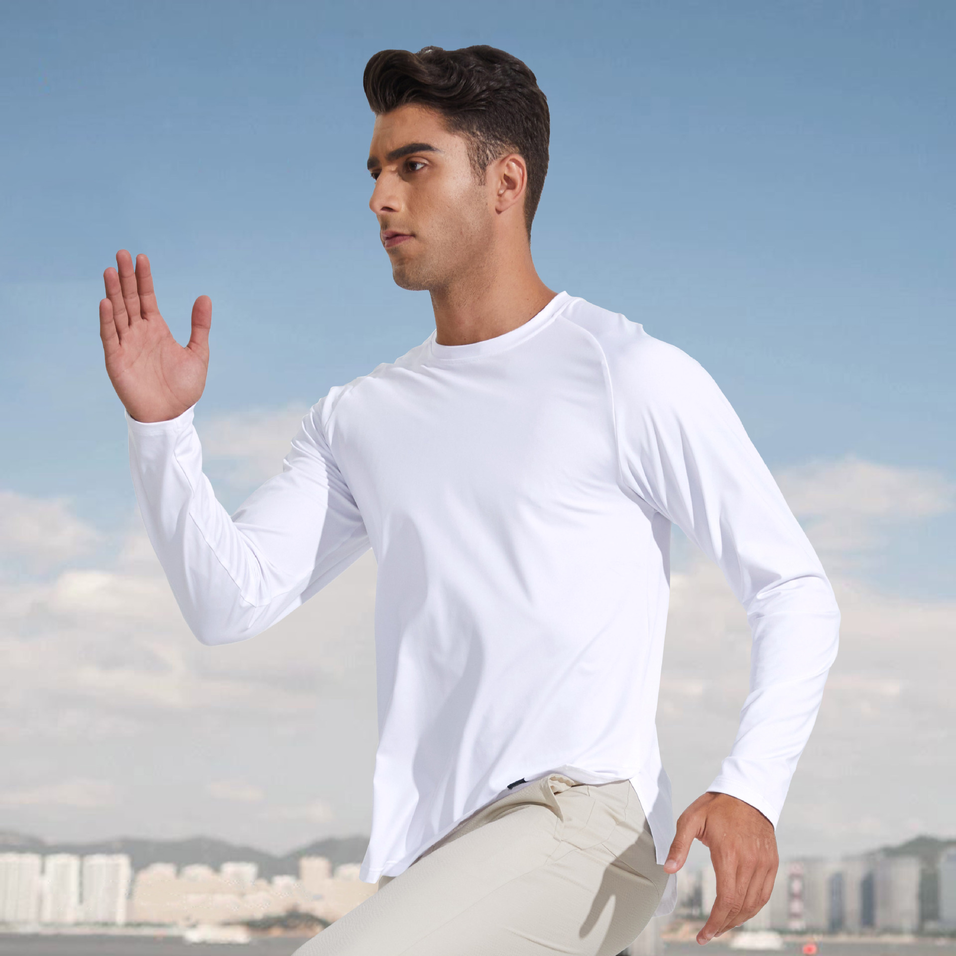 Dijia Sunscreen Quick-drying Clothes Men's Autumn Sports Running Long-sleeved T-shirt Fitness Mountaineering Training Sweat Sports Top