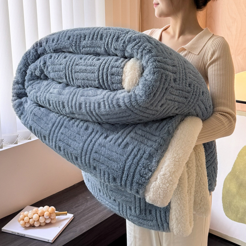 Picture of Double-layer Blanket Winter Office Shawl Blanket Single Double-sided Coral Fleece Sofa Blanket Children Nap Blanket