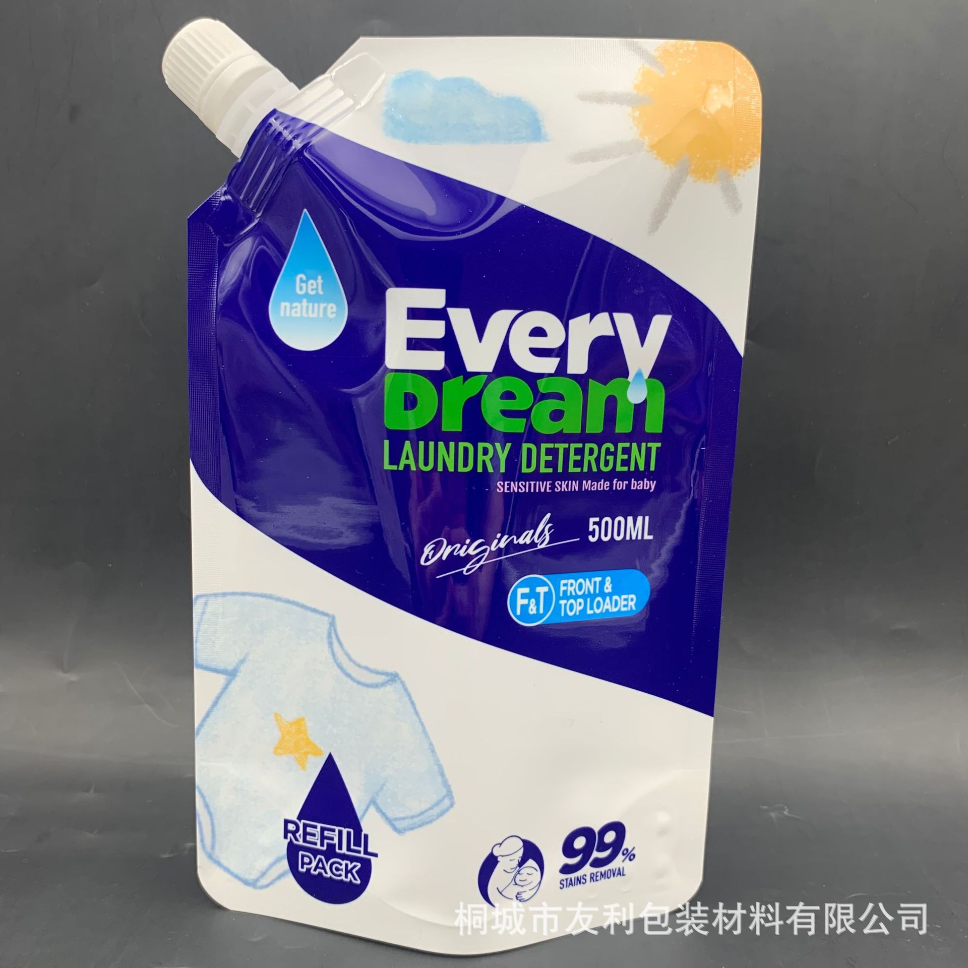 Cross-border order baby laundry detergent packing bag 500ml oblique mouth self-standing bag washing supplies nozzle bag