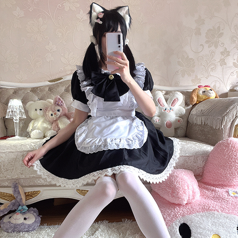Picture of lolita maid uniform Japanese classic black and white maid outfit cosplay lolita Anime soft girl dress