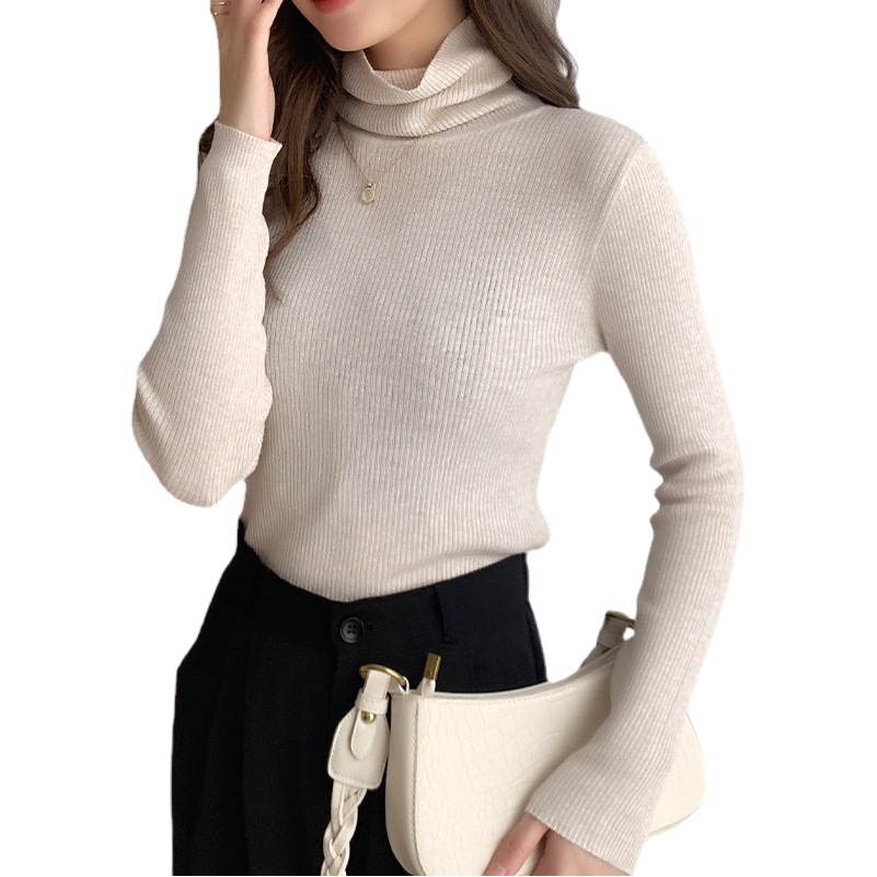Autumn and Winter Outerwear Pullover Knitwear Women's Long Sleeve Top Slim-fit Turtleneck Wool Sweater Slim-fit Base Shirt