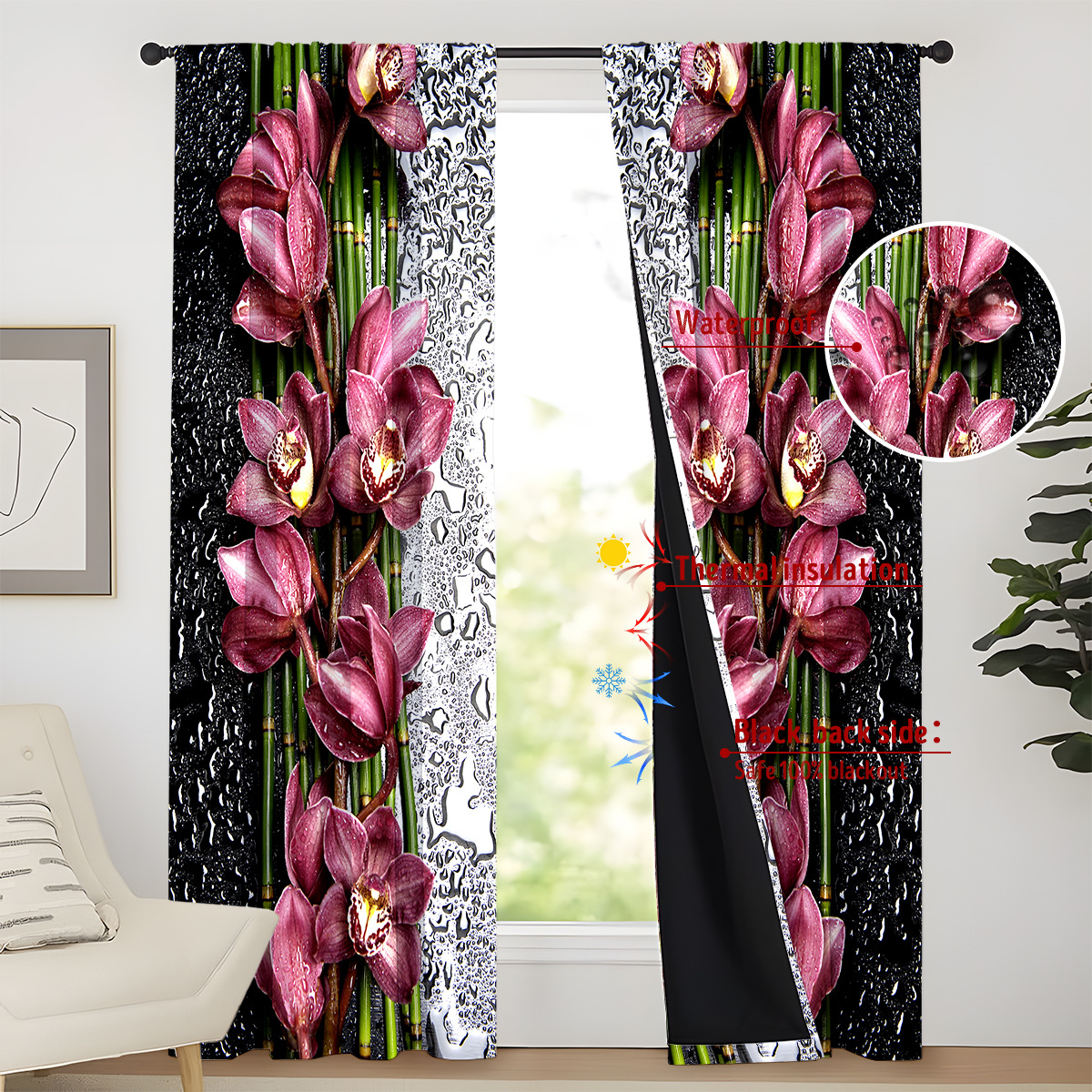 2024 New Full Shading Film 3D Digital Printing Personalized Curtain Foreign Warehouse Cross-border Curtain