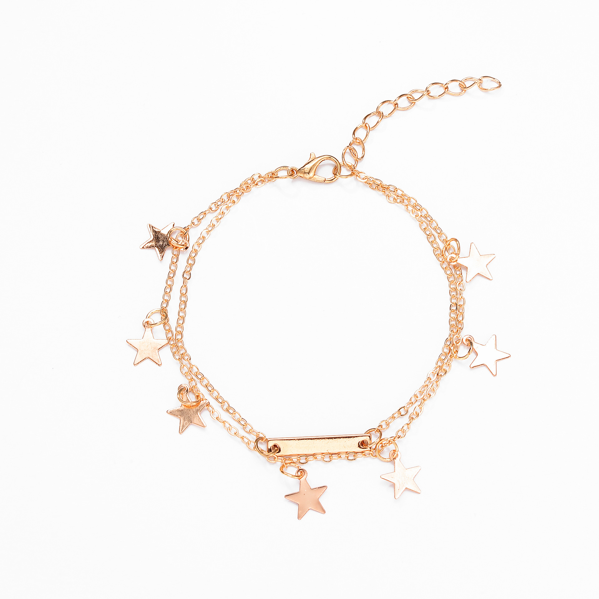 Picture of European and American jewelry explosions anklet five-angle stars long square double-layer simple beach ladies foot chain wholesale