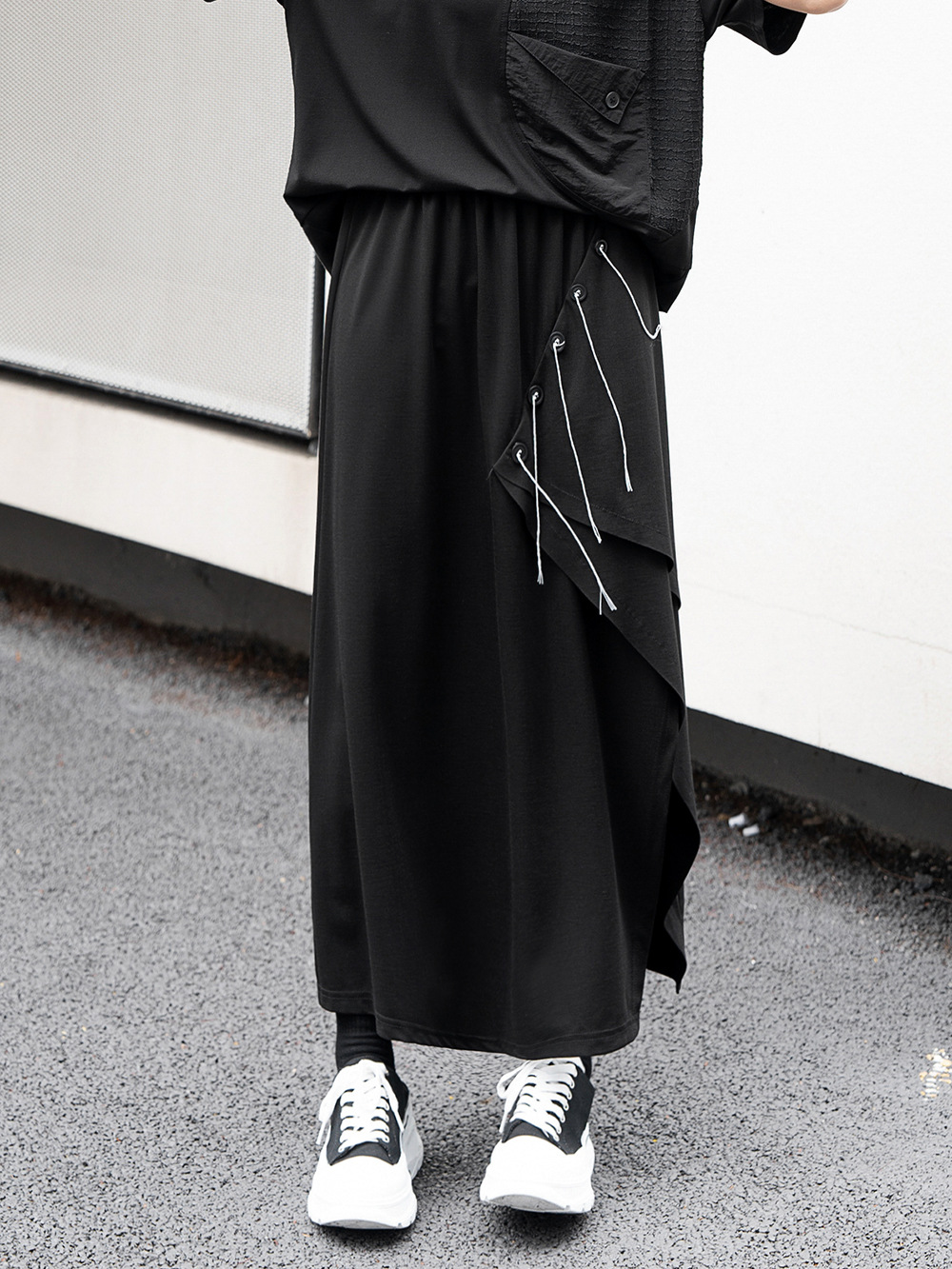 240381 Yamamoto dark style summer skirt niche design white tassel split irregular skirt fashion