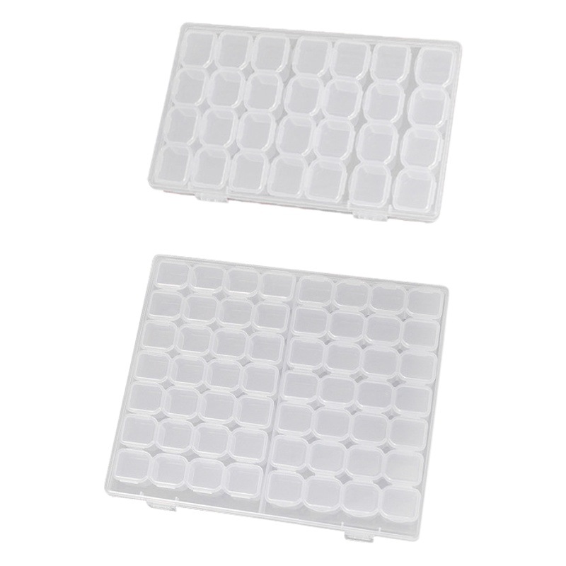 Nail Art Jewelry Storage Box Detachable 56-Grids Plastic Transparent Pp Box Jewelry Small Parts Organizing Desktop Storage Box