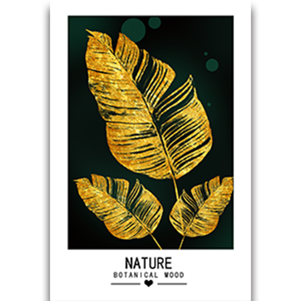 Picture of Source Factory Black Gold Leaves Living Room Hanging Painting Nordic Landscape Canvas Core Wholesale Abstract Restaurant Decorative Painting