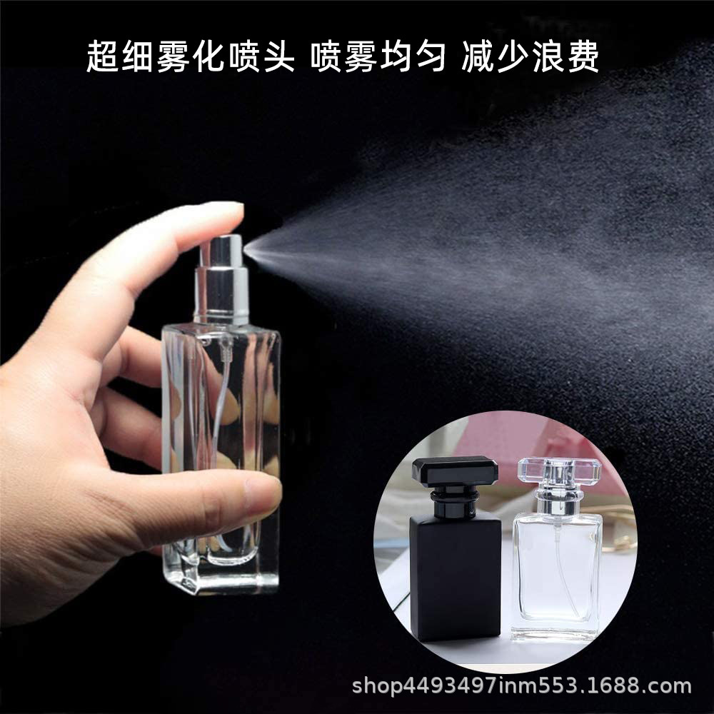 Picture of 30ml50ml flat square bottle glass perfume bottle liquid spray perfume bottle glass cosmetic empty bottle