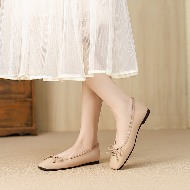Picture of W712-15 Women's Single Shoes, Spring 2025 New Square Toe Shallow Loafers, Gentle Style Bow Ballet Shoes for Women