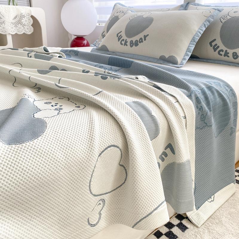 Picture of Ice Silk Summer Cool Blanket Nap Thin Summer Cool Quilt Gauze Towel Adult Cool Summer Blanket Thin Blanket Summer