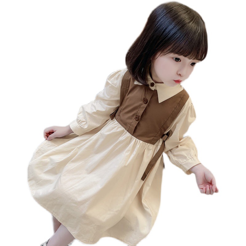 Picture of Korean version 2022 spring and autumn new girls' temperament pearl bow tie white shirt children's fashionable vest dress tide