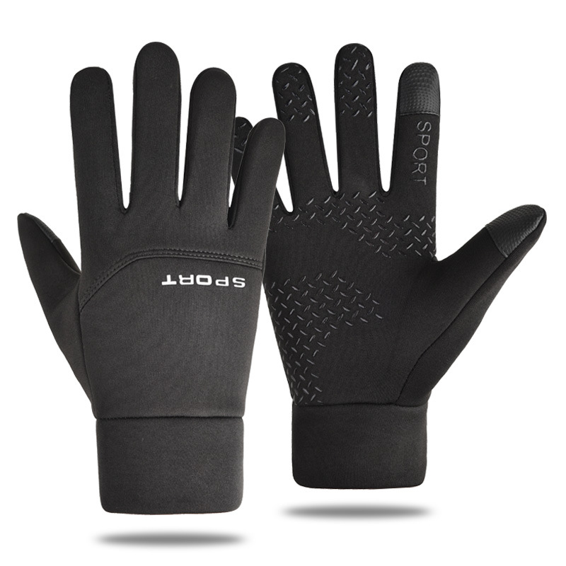 Picture of Winter Cycling Gloves for Men and Women with Exposed Fingers and Velvet to Heattech and Waterproof for Electric Vehicles, Fishing, Takeaway Riders with Leaking Two Fingers and Full Fingers