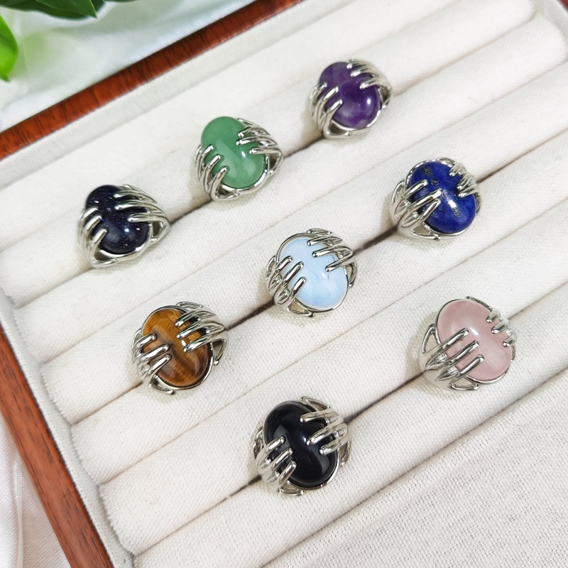 Natural Crystal Ring Opal Crystal Bracelet Palm Bead Crystal Simple Fashion Finger Ring Wholesale