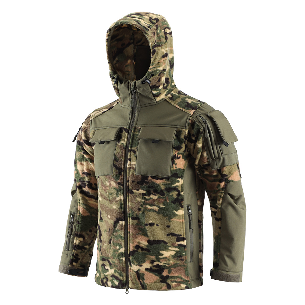 Picture of ESDY outdoor camouflage fleece jacket stitching men's jacket warm liner polar fleece jacket soft shell jacket
