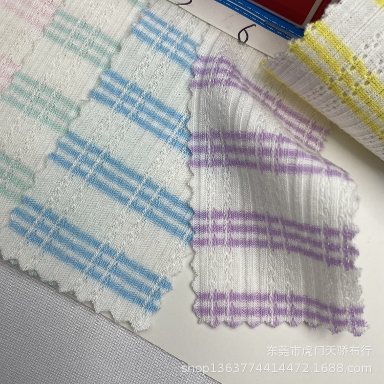 Picture of In stock supply knitted yarn-dyed rib jacquard 220g TR yarn-dyed long-time fancy rib pit casual fabric