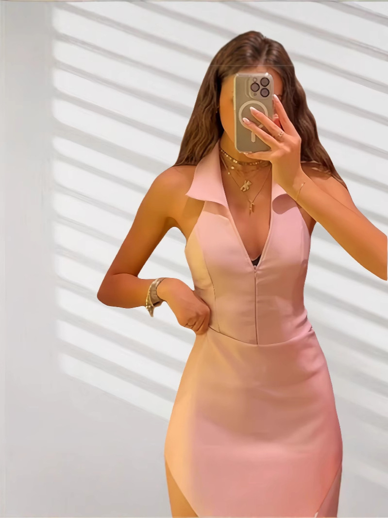2024 European and American Summer Women's Neck suit Sexy Fashion Spice Top Bra Shorts Three-Piece Set