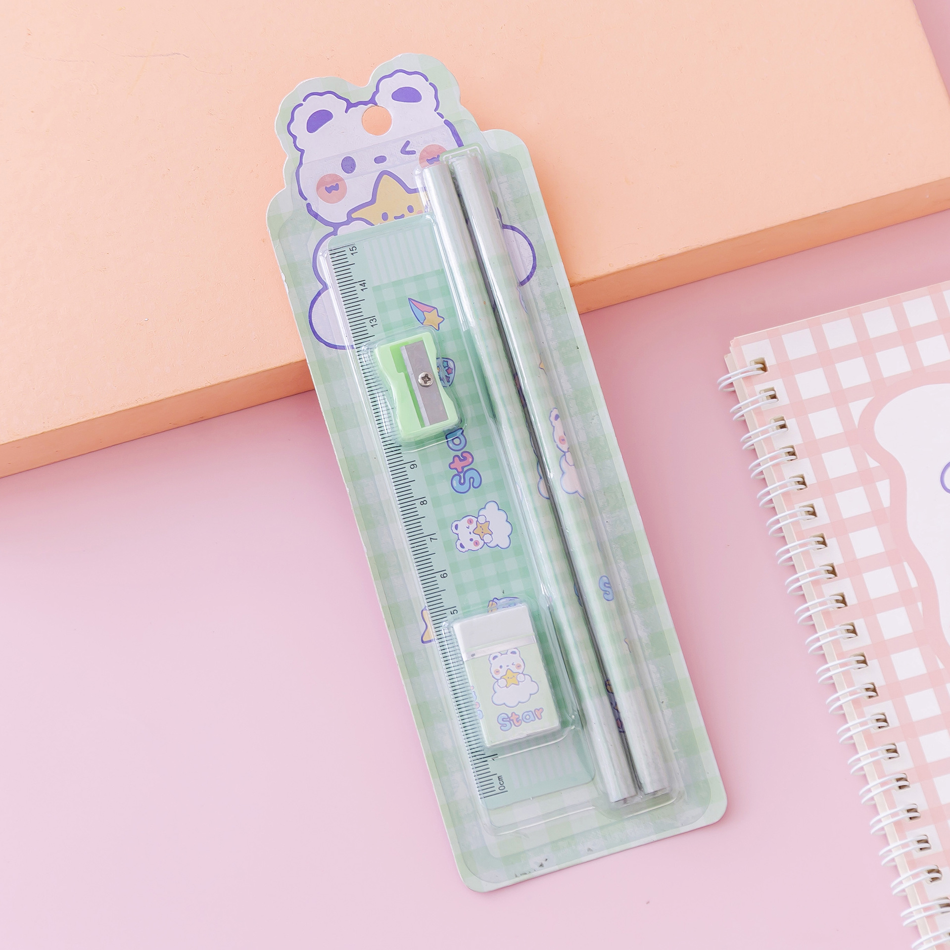 Picture of Children's Day Gift Cartoon Stationery Set Student Pencil Set Original New Five-piece Set Rubber Pencil sharpener