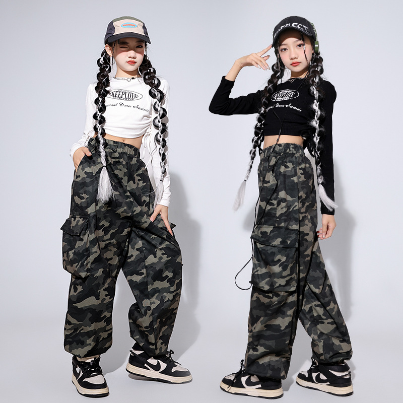 Trendy Cool Men's Women's Children's South Korea Loose Hip-Hop Quick-Dry Street Dance T-Shirt Casual Pants Handsome Dance Performance Clothing suit