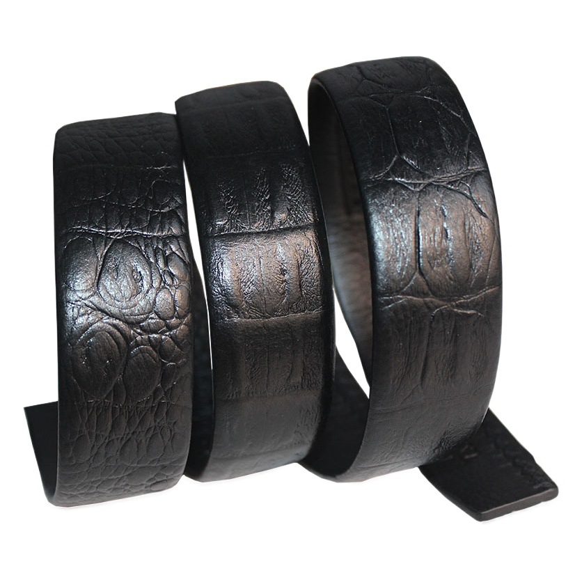 The whole leather bag edge automatic buckle embossed Belt strip double-sided head leather leather belt body Guangzhou factory wholesale
