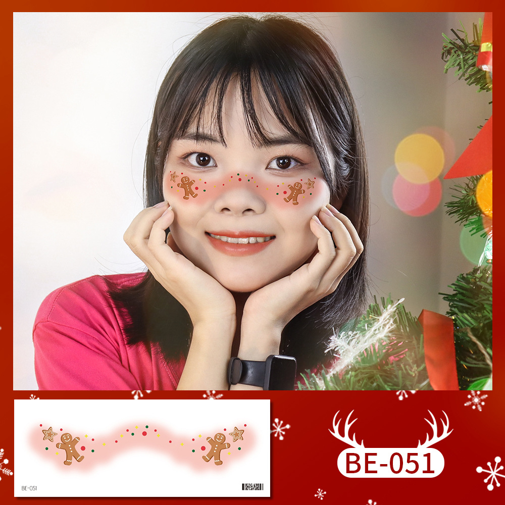 Picture of New cute Christmas face tattoo stickers love snowflake elk girl blush makeup face stickers cross-border in stock