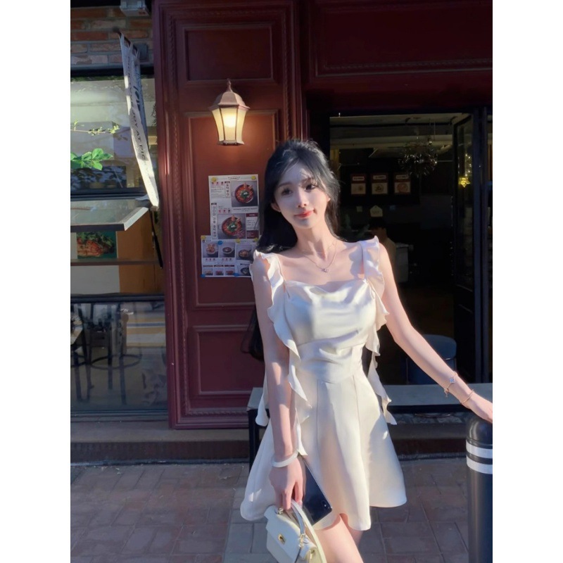 Jmshop Luna Muse Satin Dress Women's Summer Ruth Skirt Short Design Suspender Skirt Ribbon Skirt