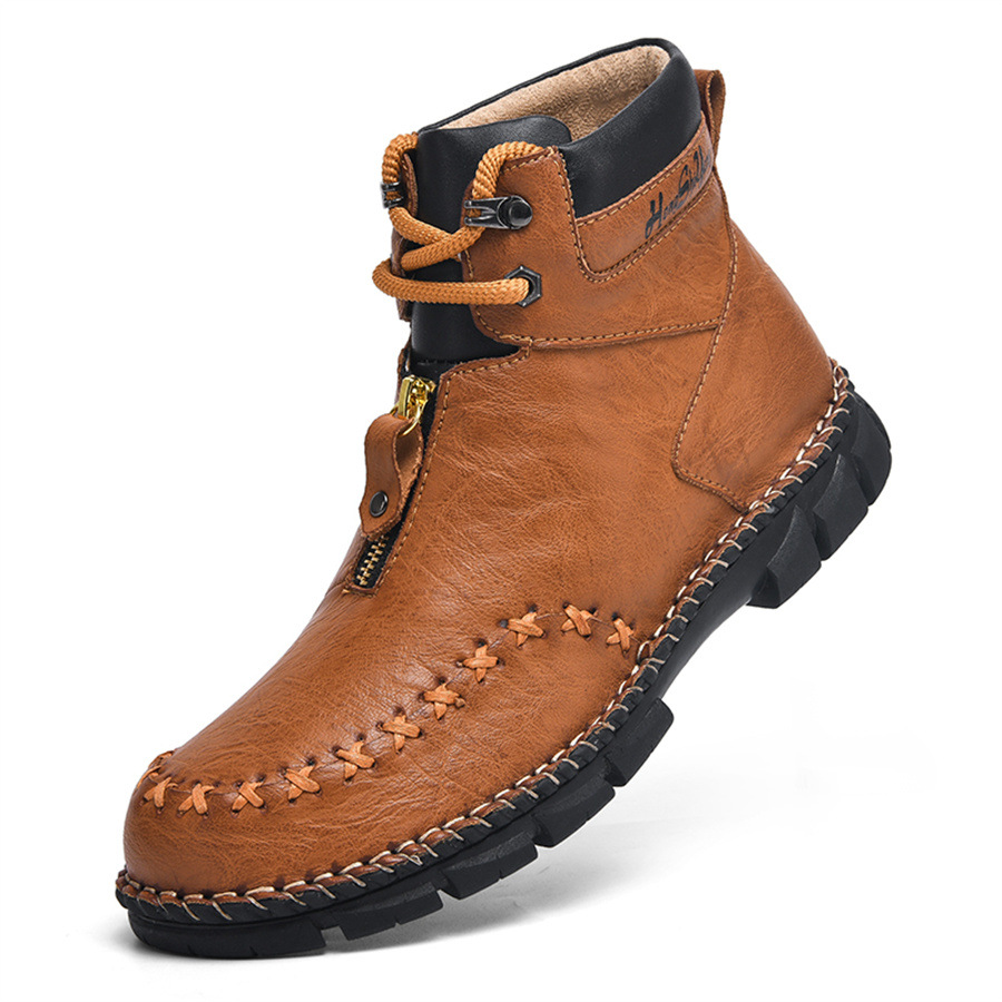 Cross-border Rhubarb Boots New Autumn and Winter Thick-soled Boots Mountaineering Shoes Workwear Boots Short Boots Outdoor Boots Men's Shoes High-top Boots
