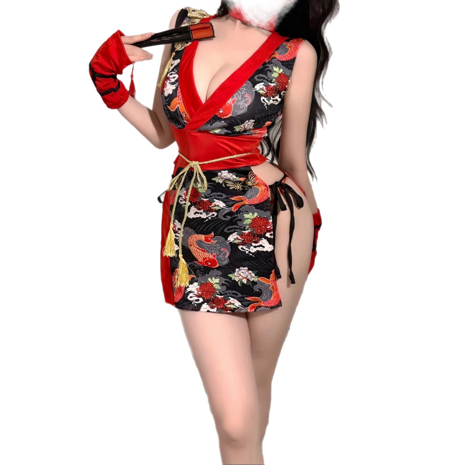Picture of New Sexy Lingerie, Flying Fish Han Dynasty, Dancing Charm, Female Red Kimono, Double Slit Uniform, Straps, Retro Style