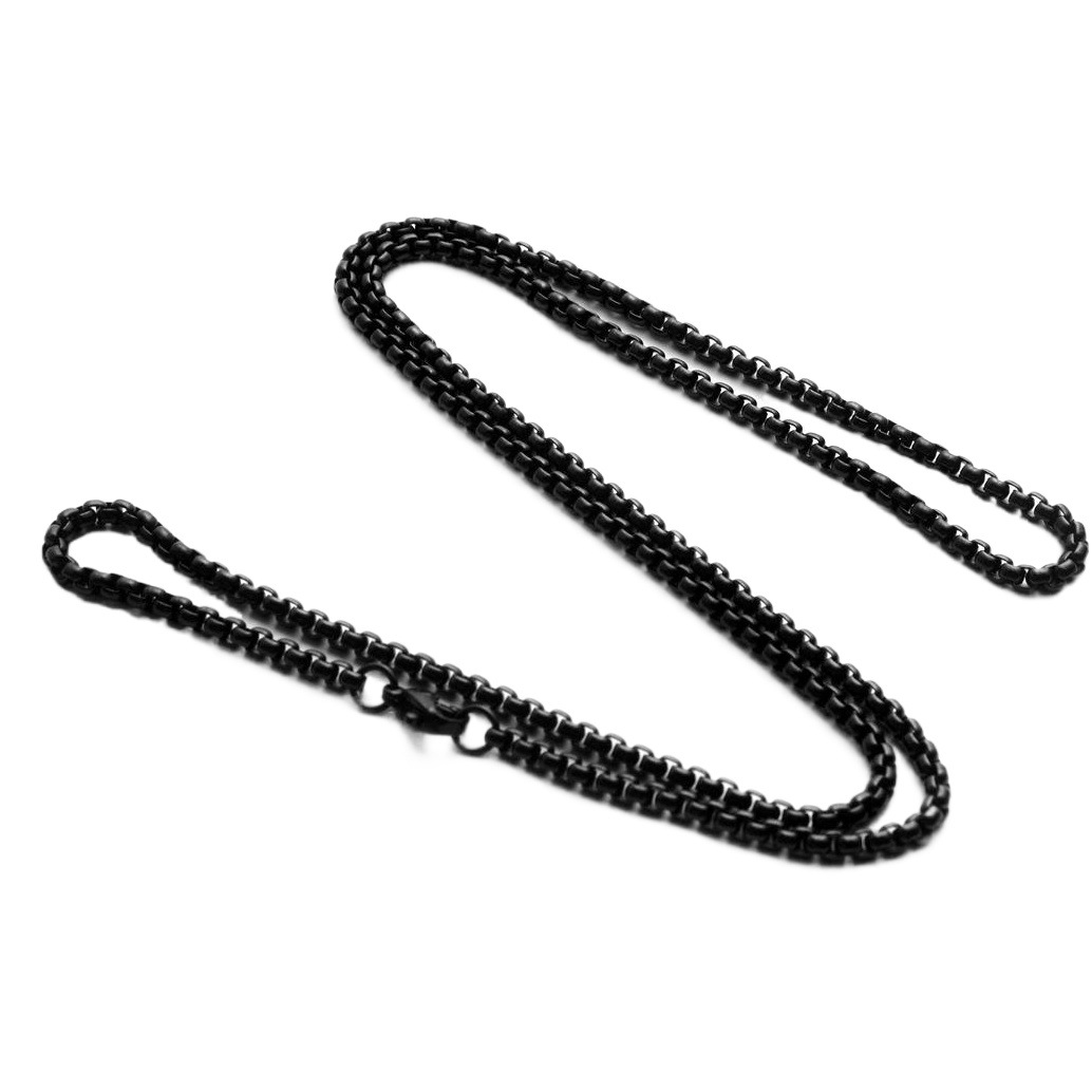 Stainless Steel Square Pearl Necklace Titanium Steel Jewelry with Chain Women's Versatile Chain Wholesale DIY Accessories European and American Men