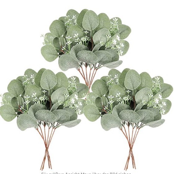 Picture of Simulation eucalyptus cuttings short branches with fruit money leaves diy single Nordic simulation plant eucalyptus leaves wholesale