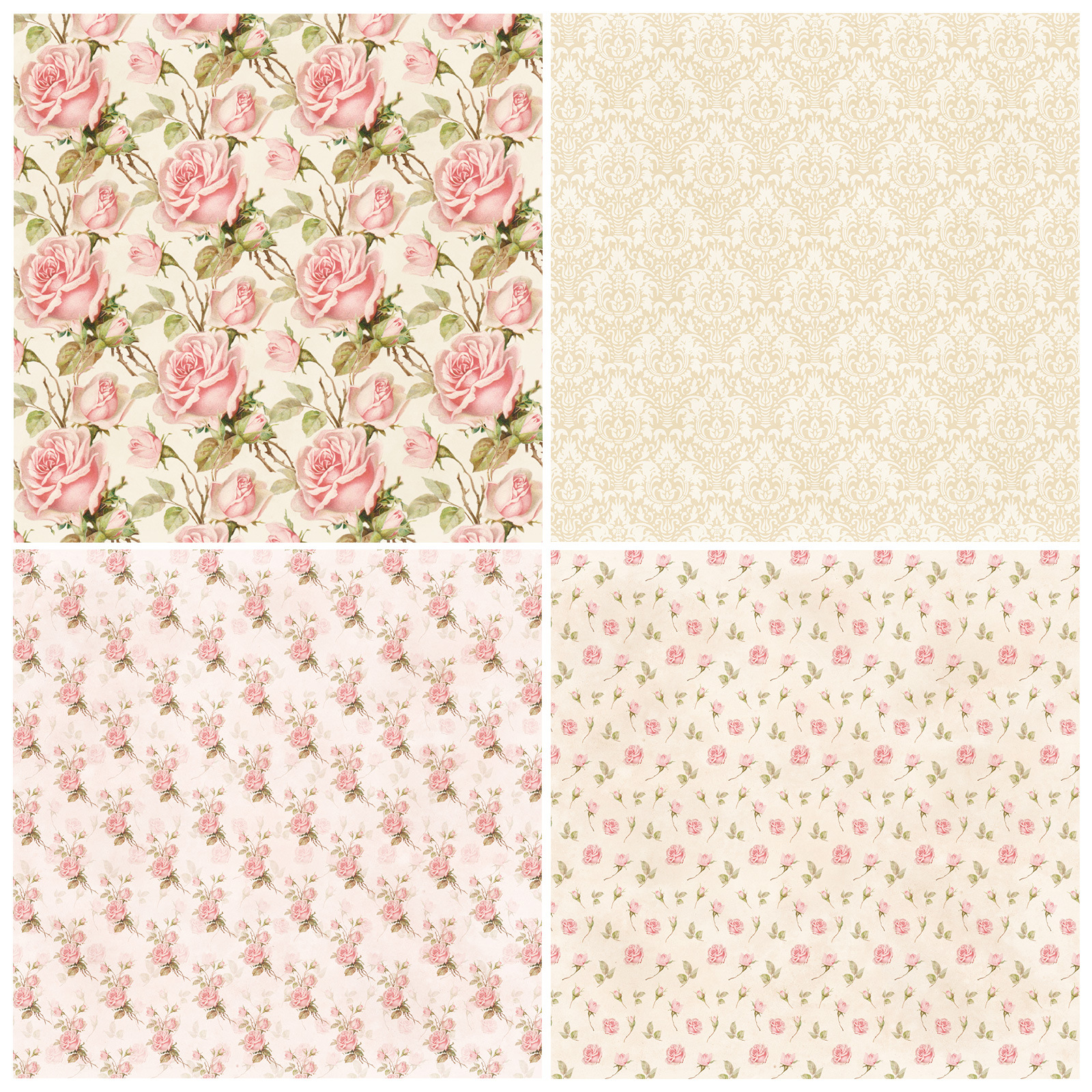 Picture of 12 sheets/pack DIY photo album cut-off paper hand account material paper pink floral valentine's day background paper pattern paper