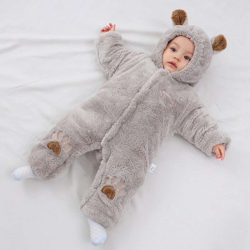 Picture of Baby's jumpsuit autumn and winter baby's thick warm climbing clothes newborn's cotton-padded clothes baby clothes fleece-lined clothes