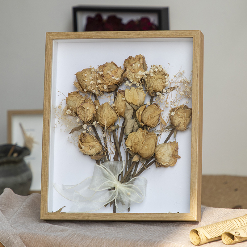Picture of Three-Dimensional Hollow Photo Frame Handmade DIY Eternal Flower Preservation Box Table Rose Shell Conch Decorative Dried Flower Picture Frame