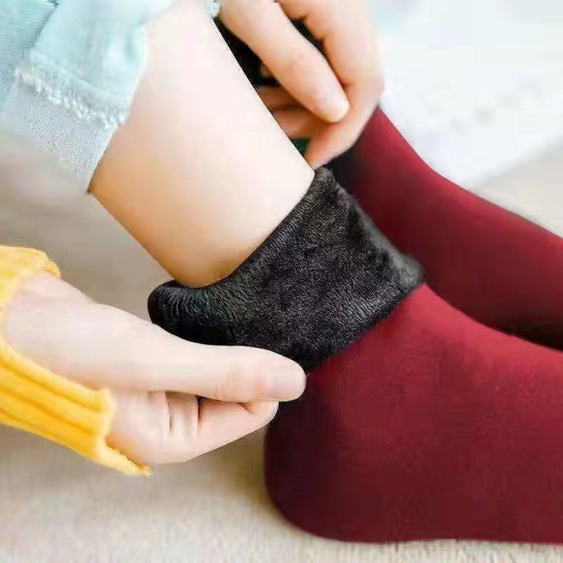 Picture of Snow Socks for Women, Velvet and Thickened Floor Socks, Autumn and Winter Cold-Proof and Warm Self-Heating Women's Flesh-Colored Mid-Calf Socks Wholesale