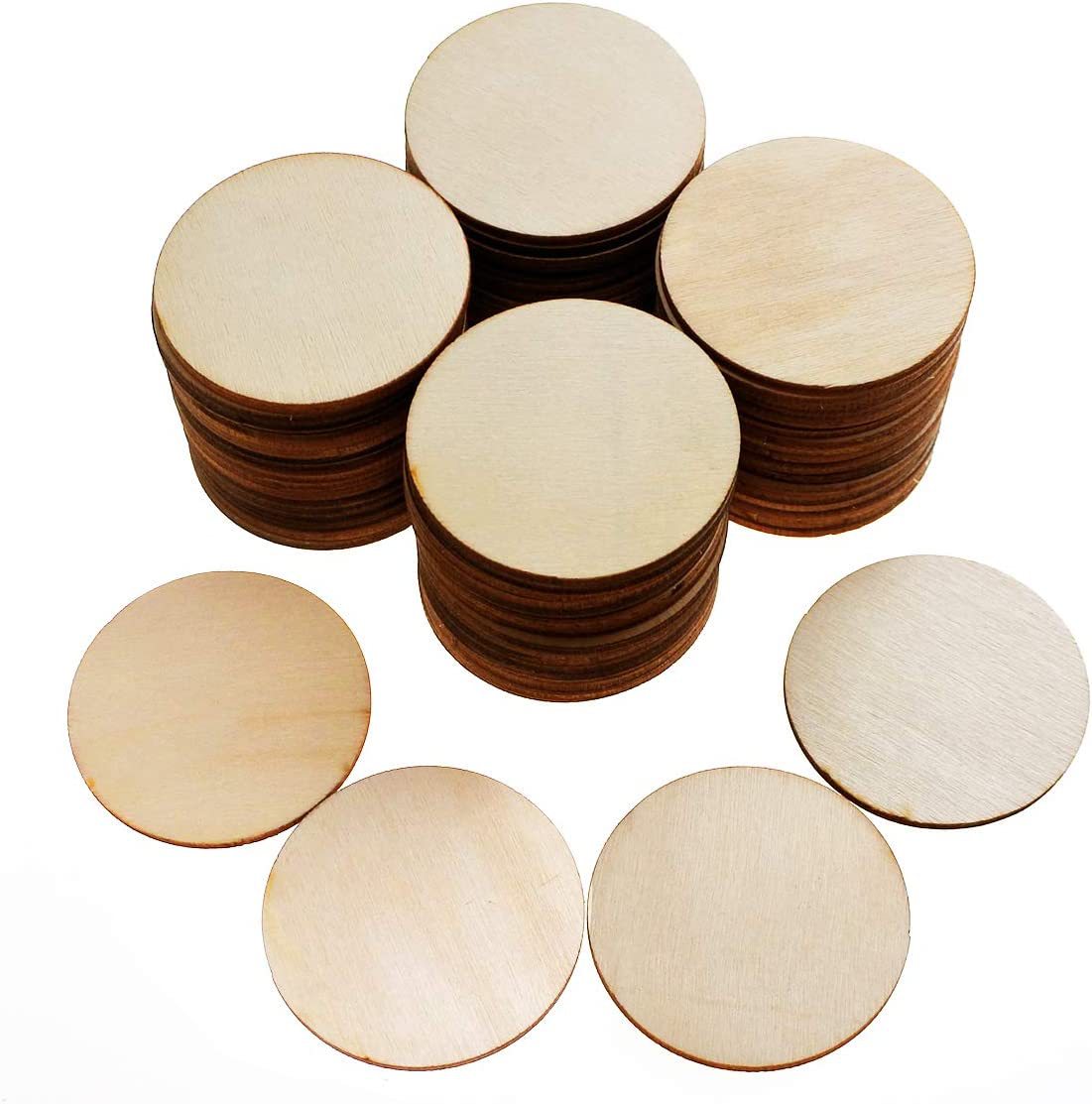 In stock 2-inch blank round wood chips handmade holiday geometric wooden home graffiti decorative wood chips