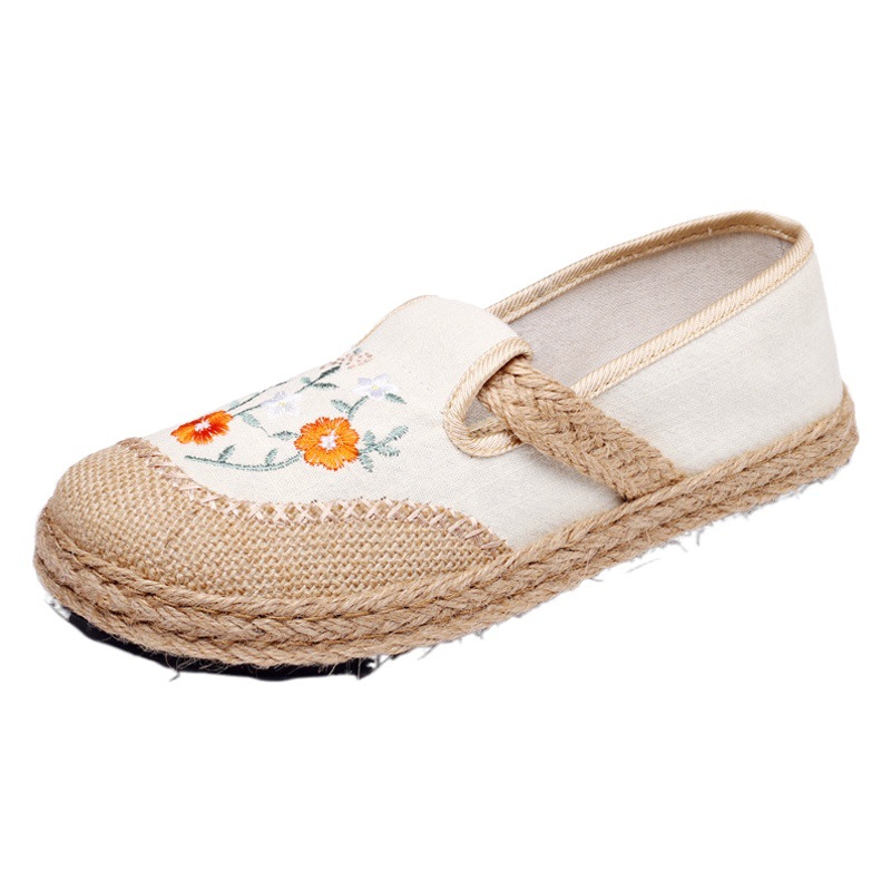 2025 Women's Old Beijing Cloth Shoes, Artistic Style, Shallow Low-Top Embroidered Shoes, Flat Summer Breathable New Model
